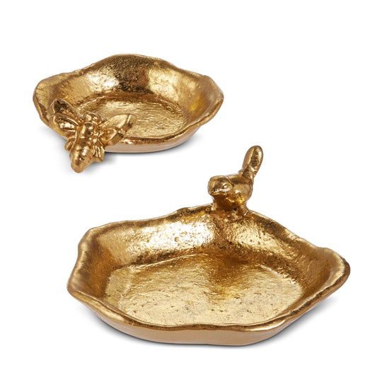 Gold Bee and Bird Trinket Trays