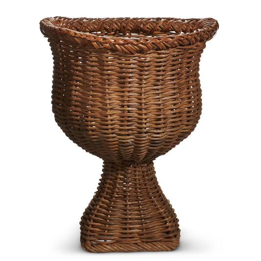 Woven Wicker Urn with flat back for hanging
