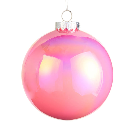 6" Iridescent Pink Ball Ornament