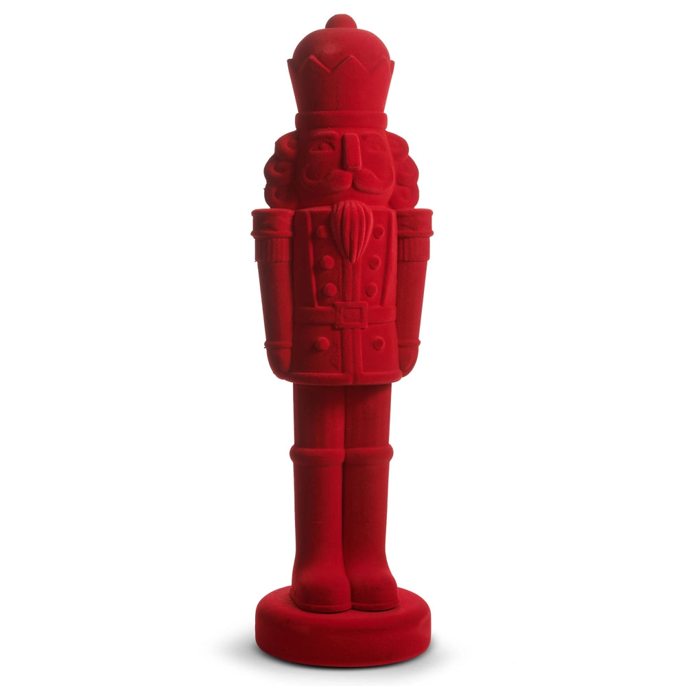 32" Red Flocked Nutcracker Set