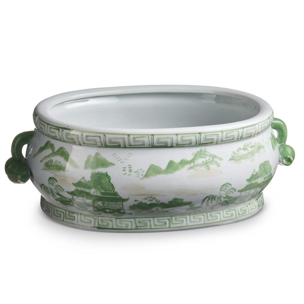 17" Green And White Planter Foot Bath