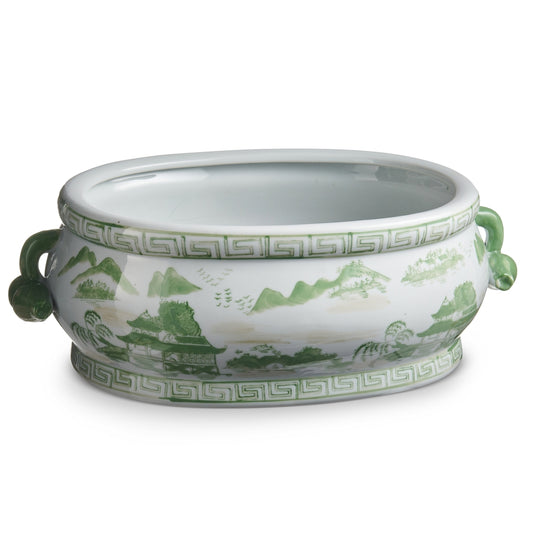 17" Green And White Planter Foot Bath