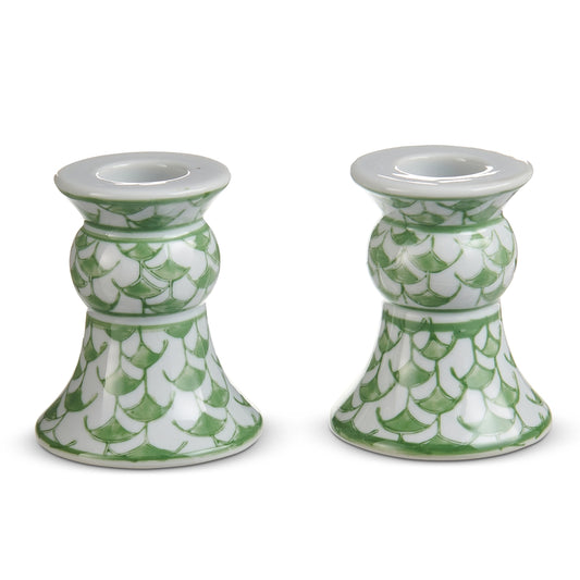 Green Fish Scale Candle Holders