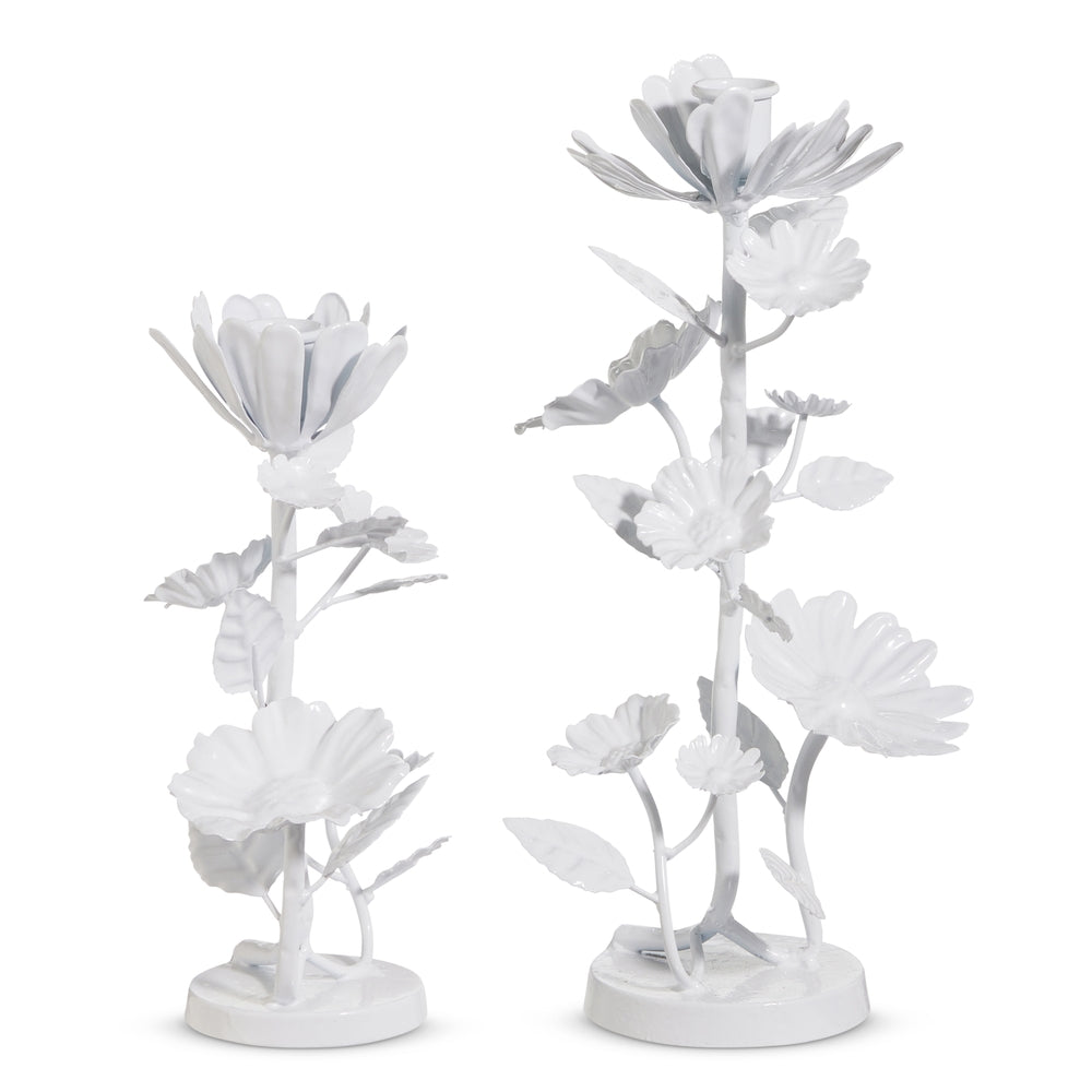 White Floral Candlestick