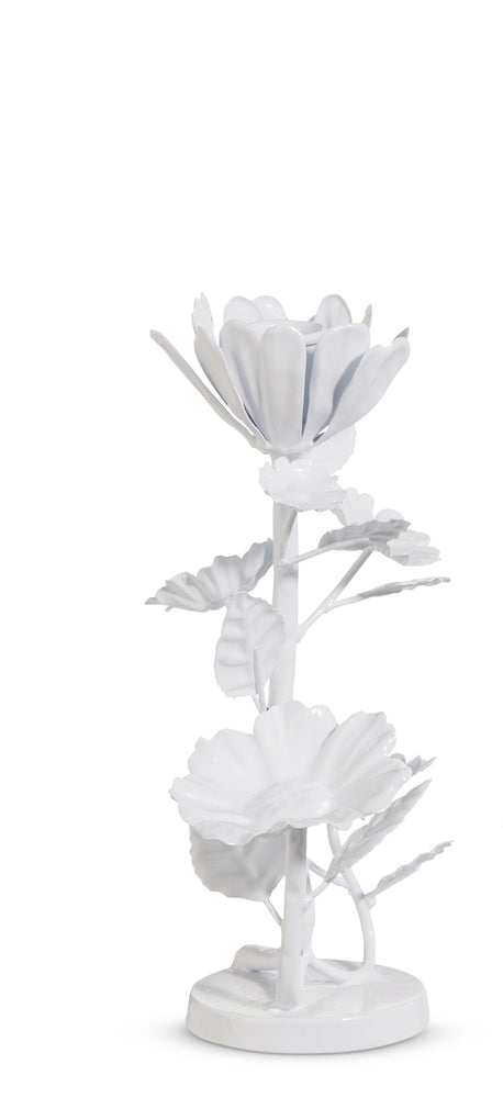 White Floral Candlestick