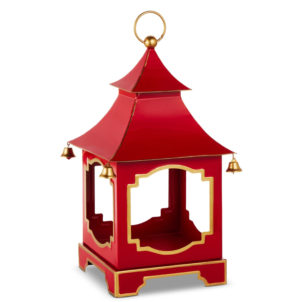 18" Red and Gold Bell Pagoda Lantern