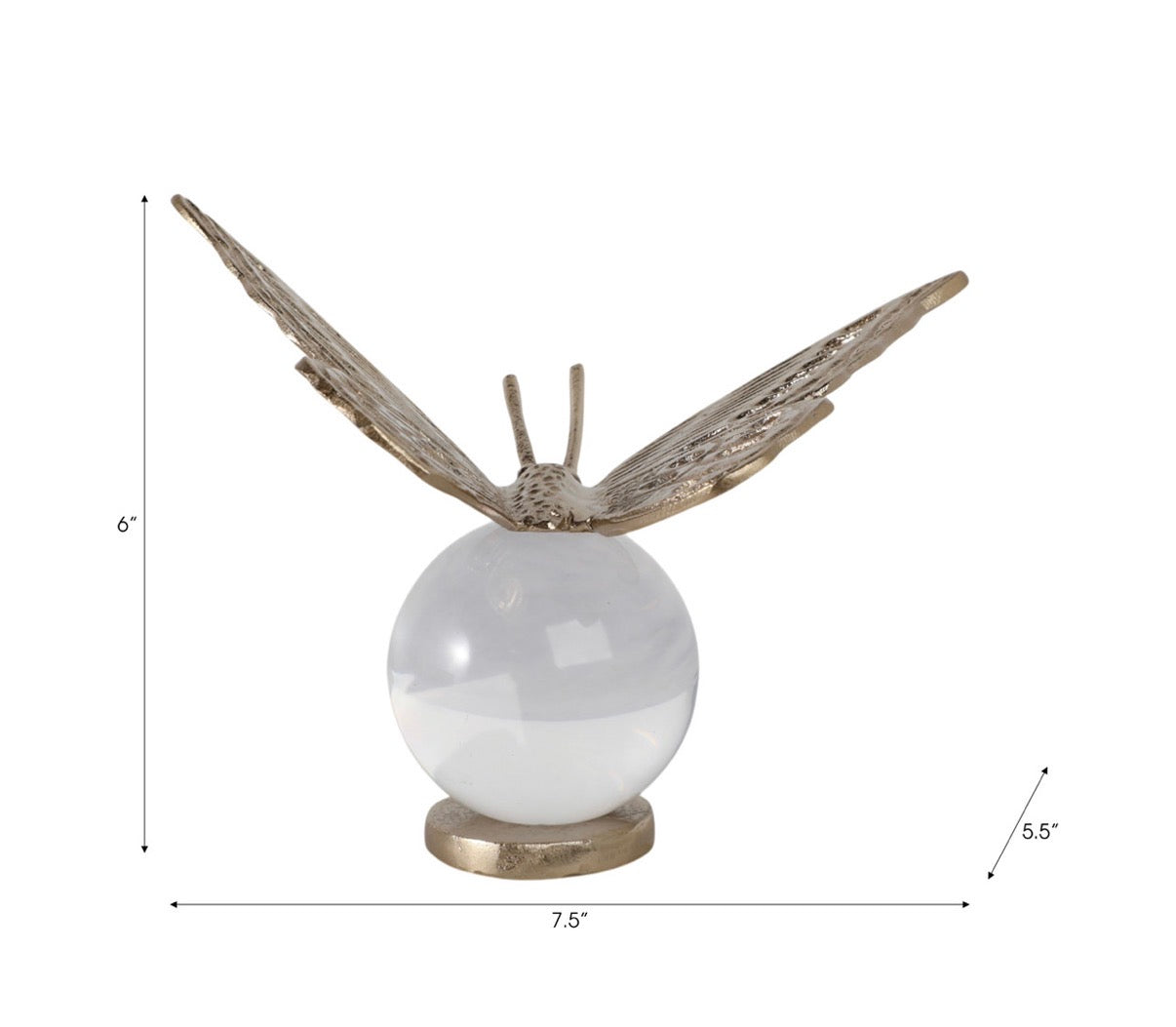 8” Clarke Butterfly Statuary (Gold/Clear)