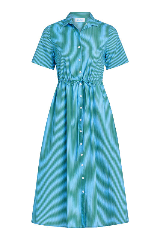 Sutton Dress, Cedar Pinstripe