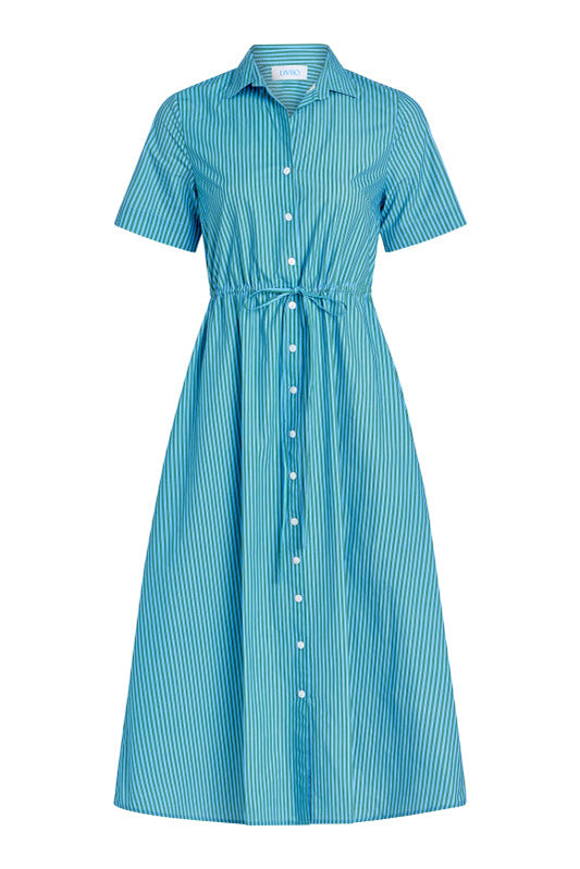Sutton Dress, Cedar Pinstripe