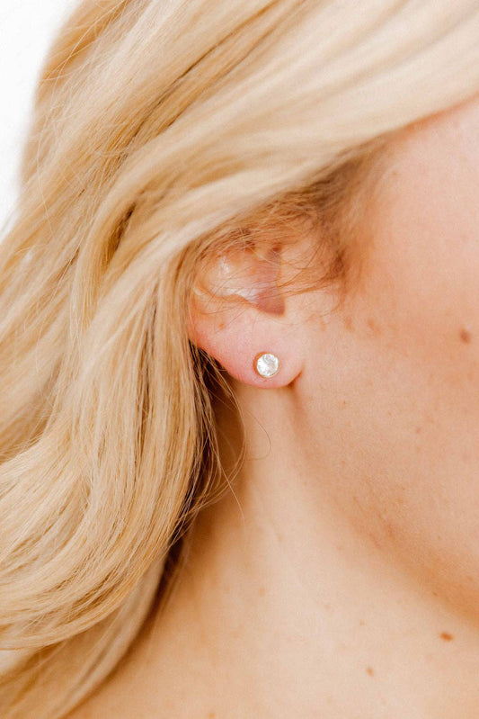 LINNY CO - Screwback Stud Earrings - Juliet Clear 5mm