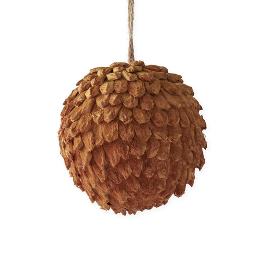 7.5 Inch Mustard Petal Leaf Ball Ornament