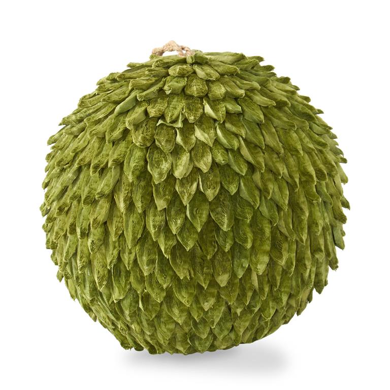 8 Inch Green Petal Leaf Ball Ornament