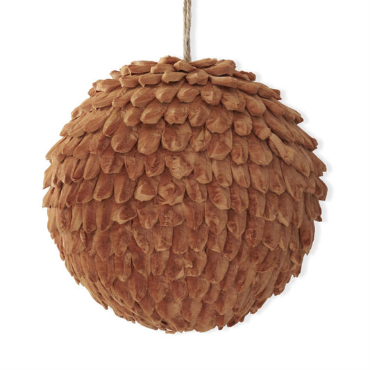 6 Inch Mustard Petal Leaf Ball Ornament