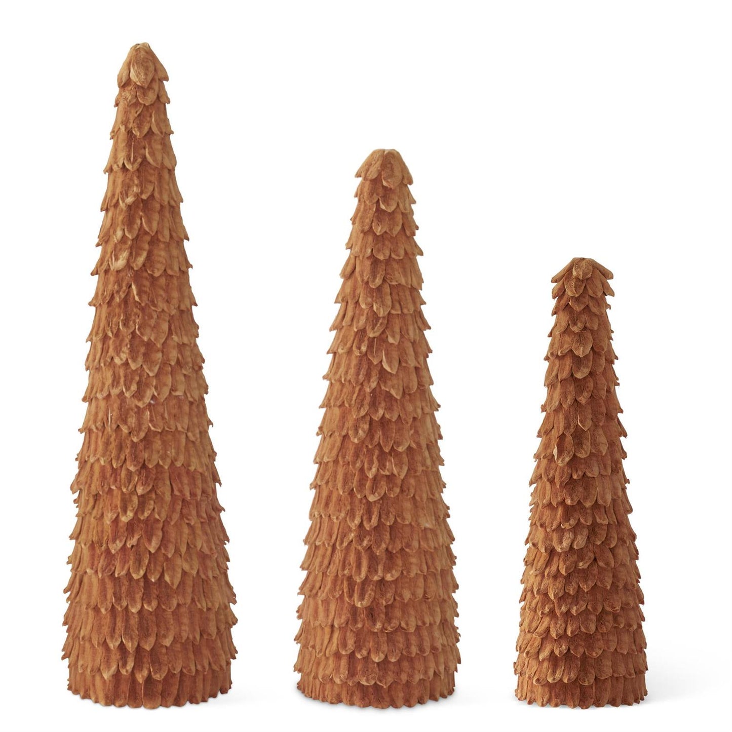 Set of 3 Mustard Petal Leaf Cone Trees