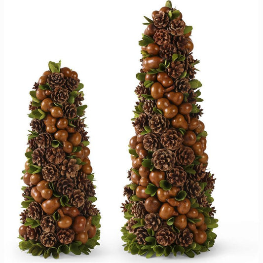 Brown Gourd & Pinecone Cone Trees 2 Sizes