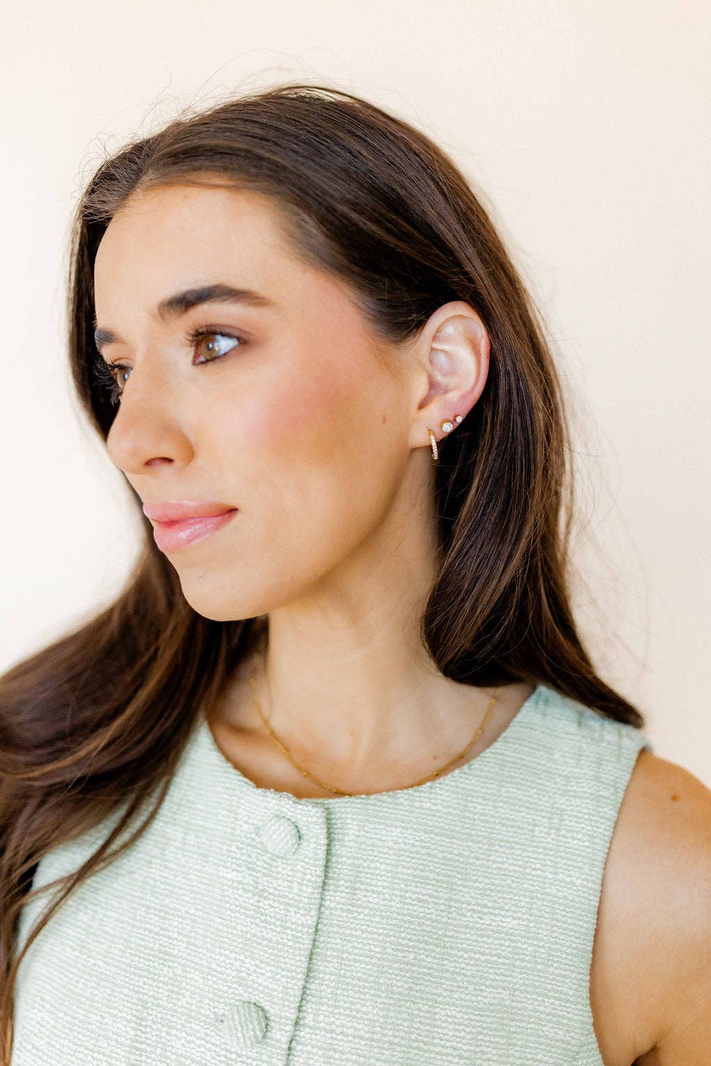 LINNY CO - Huggie Earrings - Scarlett Hoop Gold 12mm CZ