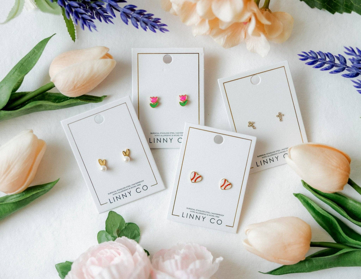 LINNY CO - Screwback Stud Earrings - Heidi Pearl Bunny