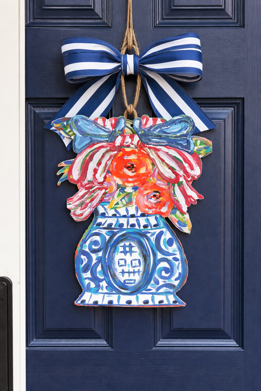 Designer Patriotic Florals in Ginger Jar Door Hanger