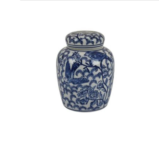 Bird Chinoiserie Jar   With Lid (2 sizes)