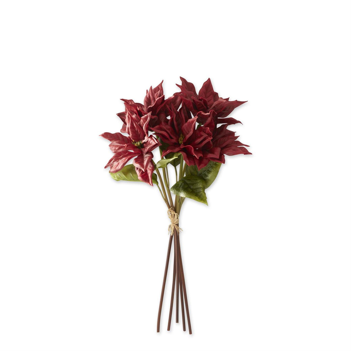 18 Inch Real Touch Burgundy Poinsettia Stem Bundle (5 Stems)