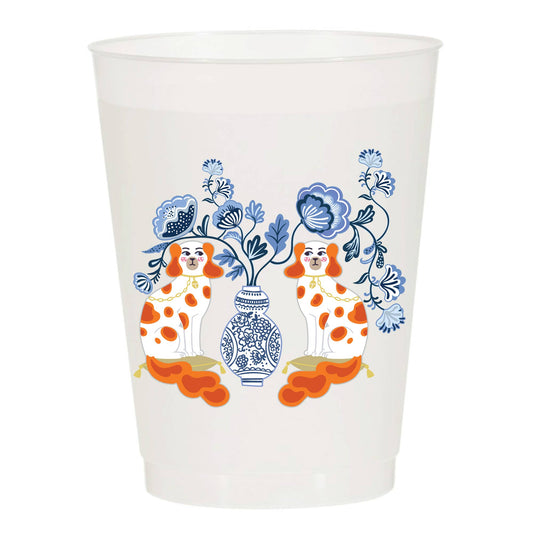 Sip Hip Hooray - Staffordshire Dogs Chinoiserie Frosted Cups: Pack of 10