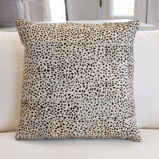 Austin Cheetah Hide Pillow   Beige/Black   18x18 No