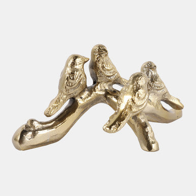 Birds Sitting on Branch Figurine (Gold)