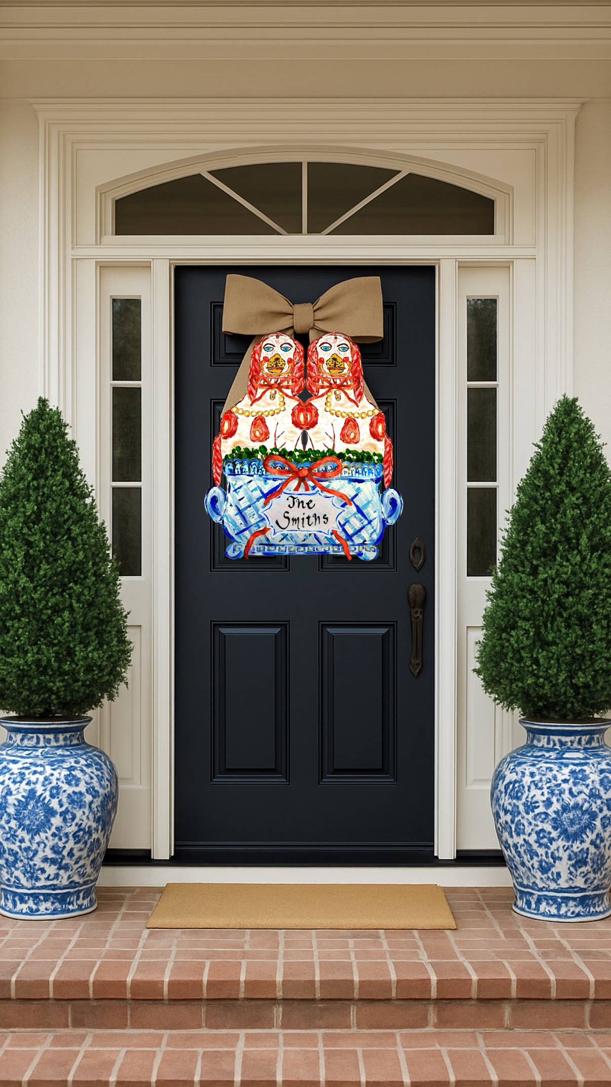 Staffie Dogs Topiary CachePot Door Hanger 