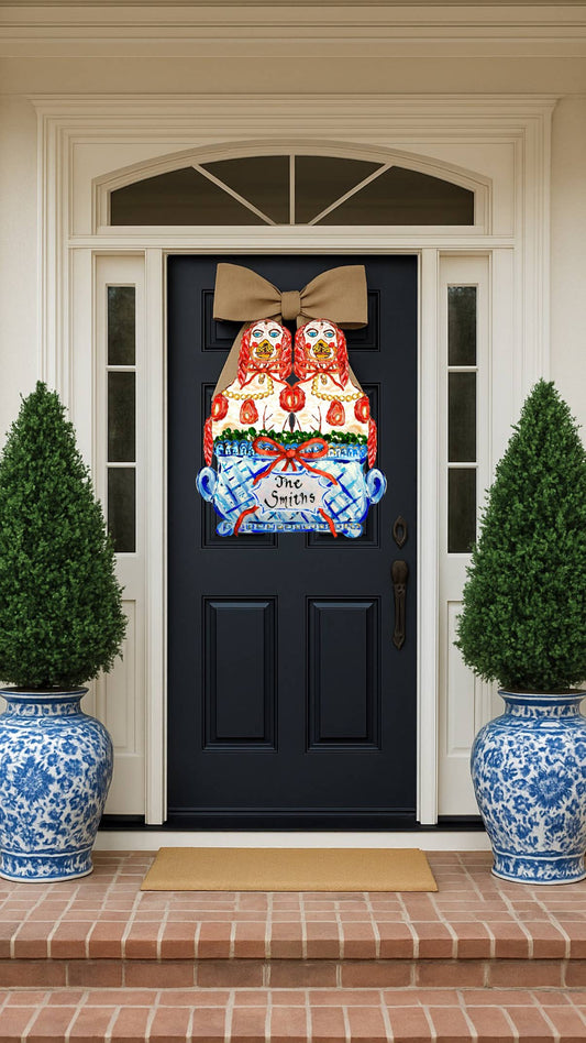 Staffie Dogs Topiary CachePot Door Hanger 
