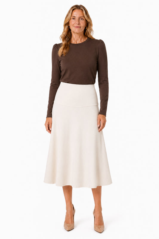 The Nan Knit Midi Skirt | Cream Blend