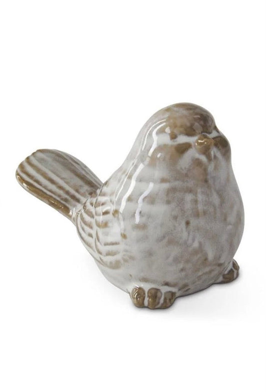 3” Cream & Taupe Glazed Ceramic Birds (2 Styles)