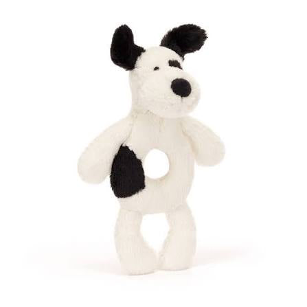Bashful Black & Cream Rufferty Puppy Ring Rattle