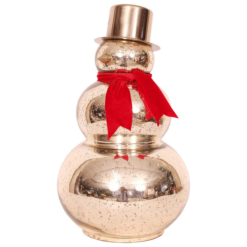 Snowman 18.5"H x 10"W Gold Mercury Glass