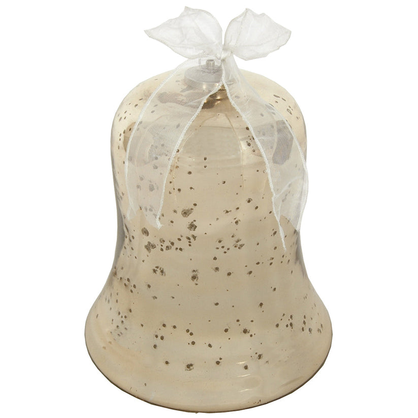 Bell 10"H x 9.5"W Mercury Glass Gold