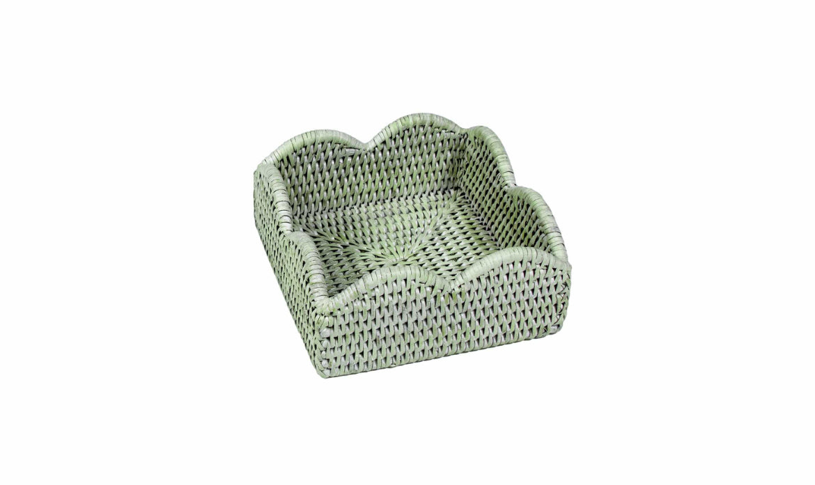 Caspari Rattan Scalloped Napkin Holder