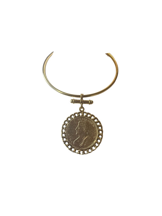 Gold Coin Cuff Necklace