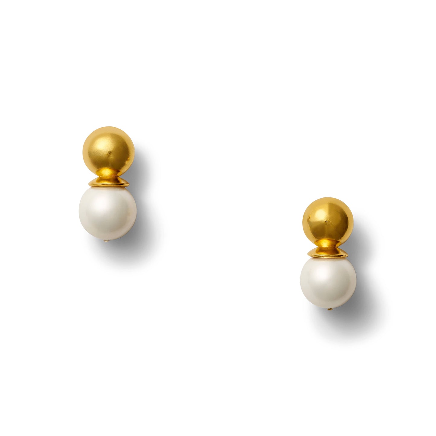 Gold Lady Earrings: White Mabe Mother of Pearl