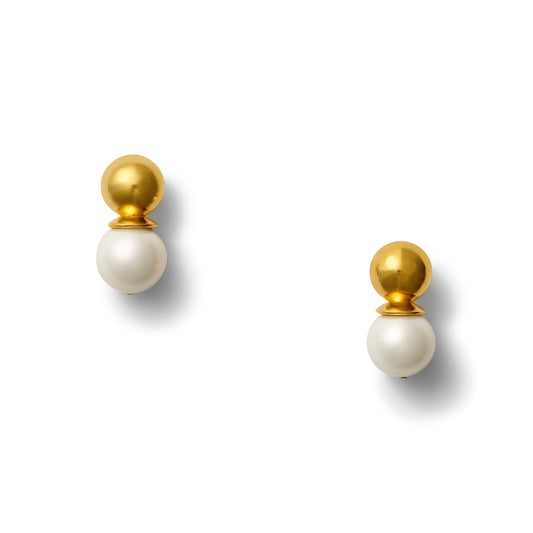 CC & Co by Catherine Canino - Gold Lady Earrings: White mabe mother of pearl