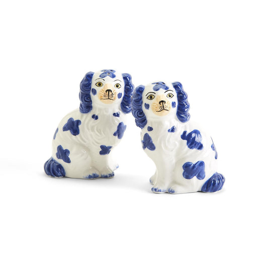 Blue Staffordshire Dog Salt & Pepper Shaker Set