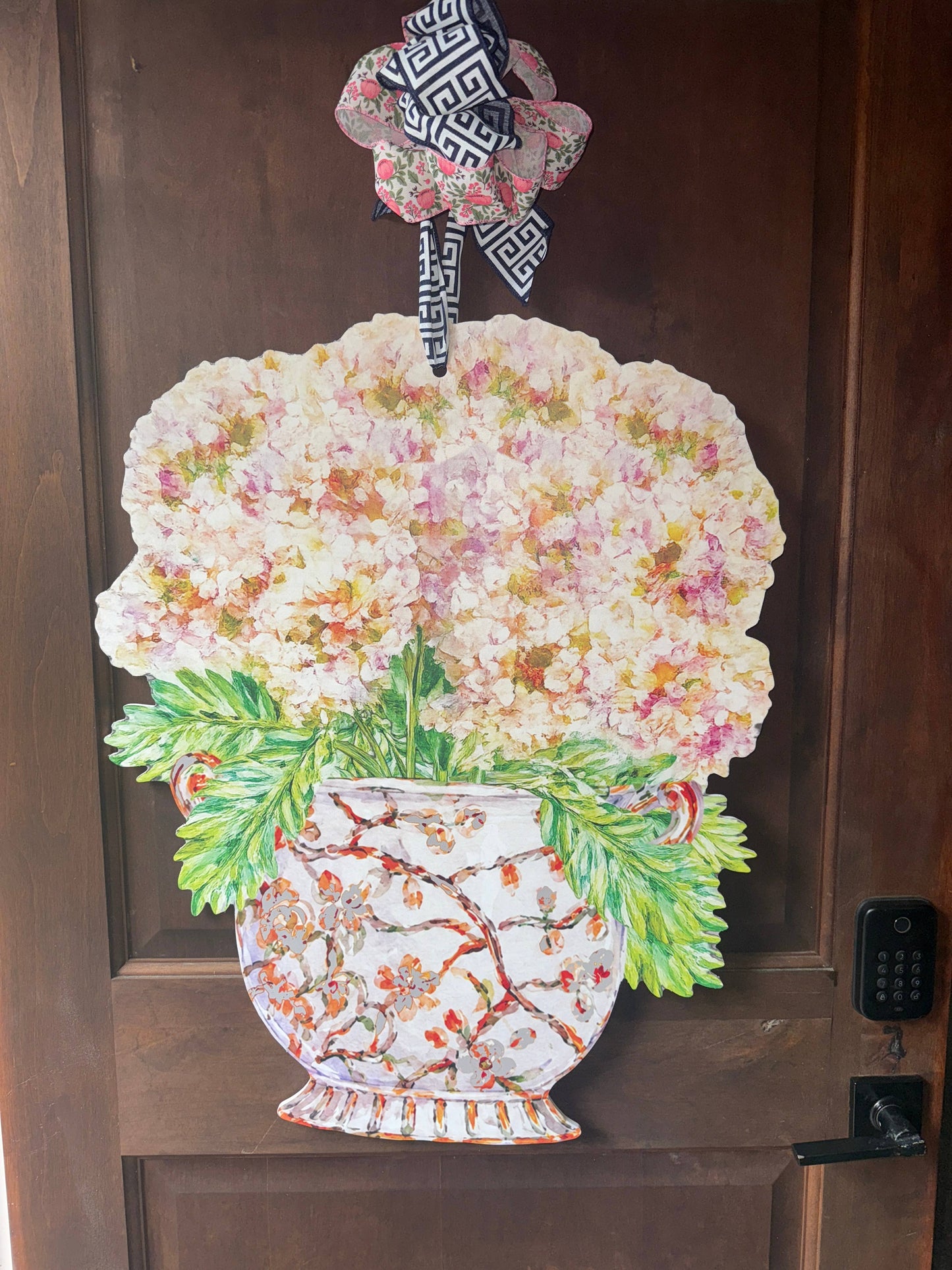 Mid Mod Design LLC - LARGE Designer Hydrangeas Ginger Jar Door Hanger