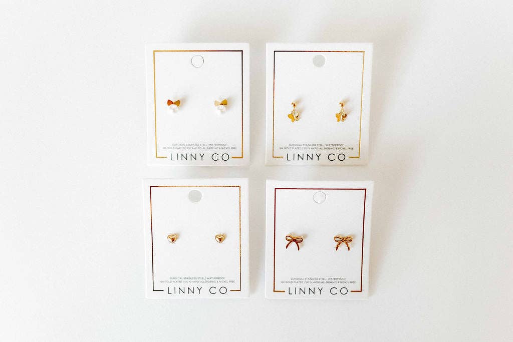 LINNY CO - Screwback Stud Earrings - Heidi Pearl Bow