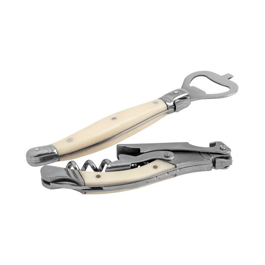 French Home - Laguiole Barware Opener & Corkscrew Set Faux Ivory Handles