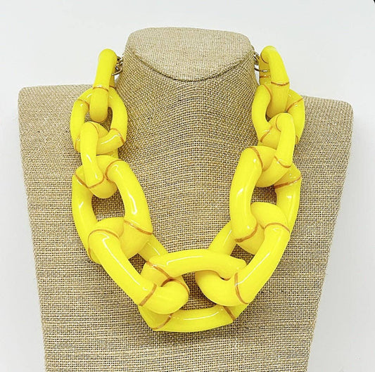 Parker Kennedy - Jewelry Collection - "The Michelle" - Bamboo Link Necklace - Yellow