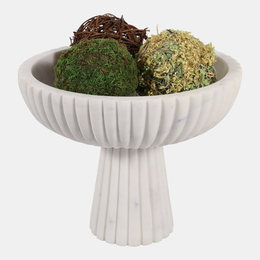 10x8” Marble Ribbed Bowl on Pedestal
