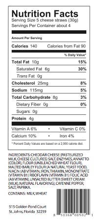 Lizzie's Cheese Straws - 4.6 oz Classic Cheddar Cheese Straws