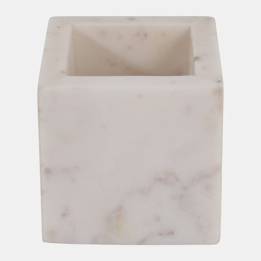 4” Marble White Pencil Cup
