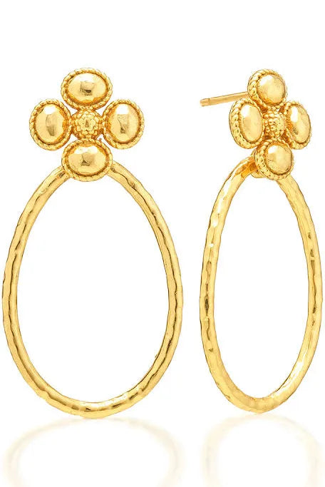 Capucine Du Wolf Berry Clover Teardrop Gold Earrings