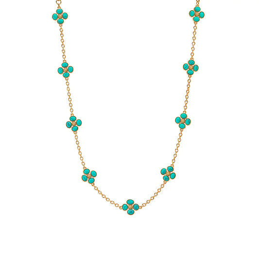 Berry Clover Double Sided Necklace (16”+ 2” Turquoise)