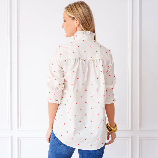 Kimberly Polkadot Top Cream