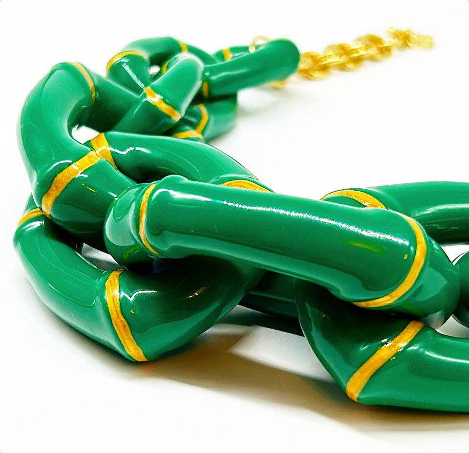 Parker Kennedy - Jewelry Collection - "The Michelle"-  Bamboo Link Necklace  - Green